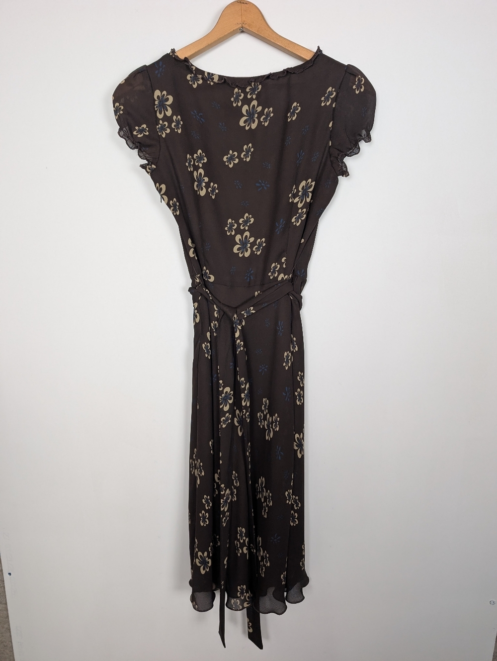 Vintage Zara Y2K Brown Floral Babydoll Milkmaid Cottagecore Dress Size 6 - Picture 5 of 8